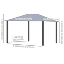 Outsunny 4 x 3(m) Patio Gazebo Garden Shelter w/ Curtains and Netting, Grey