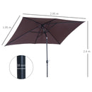 Outsunny 3x2m Patio Parasol Canopy Tilt Crank 6 Ribs Sun Shade Garden Brown