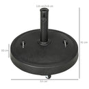 Outsunny 23.5kg Round Resin Garden Parasol Base for Poles of 38mm-48mm