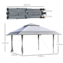 Outsunny 4 x 4m Outdoor Pop-Up Canopy Tent Gazebo Adjustable Legs Bag Grey