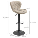 HOMCOM Adjustable Height Bar Stools Set of 2, Swivel Barstools Light Khaki