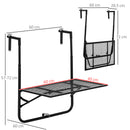 Outsunny Balcony Hanging Table Wall Mount Adjustable Folding Desk Patio Black