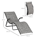 Outsunny Folding Lounge Chair, Outdoor Chaise Lounge for Beach, Poolside, Grey