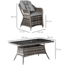 Outsunny 7 PCs Patio Rattan Dining Set w/ Tempered Glass & Umbrella Hole Table