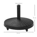 Outsunny 25kg Resin Patio Umbrella Base Parasol Stand Weight Deck w/ Wheels
