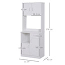 HOMCOM Freestanding Kitchen Cabinet Storage Unit Pantry Cupboard, White