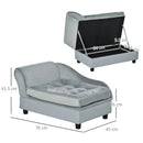 PawHut Pet Sofa with Storage, Dog Chair Cat Couch W/ Cushion, Grey 76x45x41.5 cm