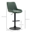 HOMCOM Bar Stools Set of 2, Adjustable Bar Chairs 360° Swivel for Kitchen Green