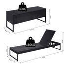 Outsunny 3 Pack Rattan Wicker Adjustable Lounge Chair w/ Cushions Set, Black