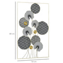 HOMCOM 3D Metal Wall Art Leaves for Home Decor, Hanging Wall Sculpture, Gold