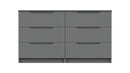 Balagio Ready Assembled Double Chest of Drawers with 3 Drawers - Dusk Grey Gloss