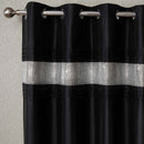 Cannes Eyelet Curtains -  Faux Silk Pintuck Embellished  - Black