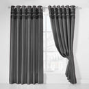 Denver Lined Eyelet Curtains - Charcoal Grey