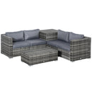 Outsunny 6Pcs Rattan Sofa Set Garden Sectional Garden Wicker Furniture Cushion