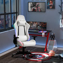 Vinsetto Gaming Chair with RGB LED Light 2D Arm Lumbar Support Swivel Office Computer Recliner Racing Gamer Desk Chair for Home White w/ Home Recliner
