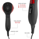 Red Hot 1200W Compact Folding Foldable Travel Hairdryer Hair Blow Dryer Styler