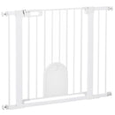 PawHut 75-103 cm Pet Safety Gate Pressure Fit Stair w/ Small Door Double Locking