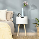 HOMCOM Wooden Side Table Round - White