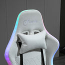 Vinsetto Gaming Chair with RGB LED Light 2D Arm Lumbar Support Swivel Office Computer Recliner Racing Gamer Desk Chair for Home White w/ Home Recliner