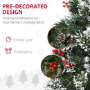 HOMCOM Christmas Tree Snow Dipped Slim 6' with Pine Cones & Berries