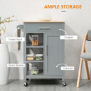 HOMCOM Compact Kitchen Trolley Utility Cart on Wheels with Open Shelf Grey