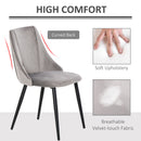HOMCOM High Back Dining Chairs Velvet-Touch Accent Chairs with Metal Legs