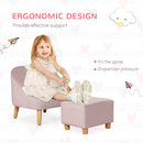 HOMCOM Toddler Chair 2pcs Kids Sofa Set Sofa & Ottoman for 3-5 years old Pink