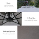 Outsunny 3(m) LED Patio Banana Umbrella Cantilever Parasol w/ Crank, Grey