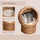 PawHut Wicker Cat House, Raised Cat Bed with Cylindrical Base, 42 x 33 x 52cm