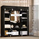 HOMCOM Fabric Wardrobe with 10 Shelves 1 Hanging Rail Foldable Closets Black