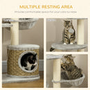 PawHut Multi Level Cat Tree w/ Scratching Post, Cat House and Bed - Light Grey