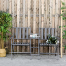 Outsunny Folding Steel Double Seat Garden Loveseat Bench Patio Chair Table Grey