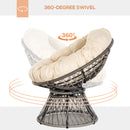Outsunny 360° Swivel Rattan Papasan Moon Bowl Chair Round Outdoor w/ Padded