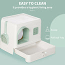 PawHut Cat Litter Box, Hooded Cat Litter Tray w/ Drawer Pan, Scoop, Deodorants