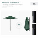 Outsunny 2m Parasol Patio Umbrella, Outdoor Sun Shade with 6 Ribs Green