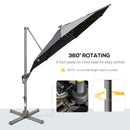 Outsunny 3m Solar LED Cantilever Parasol Adjustable Garden Umbrella Light Grey