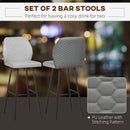HOMCOM Bar Stools Set of 2, Upholstered Kitchen Stools with Back, Footrest