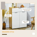 HOMCOM High Gloss Storage Cabinet w/ Drawer Double Door Cupboard White Natural
