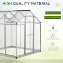 Outsunny 6x6ft Aluminium Greenhouse with/ Door Window Galvanized Base PC Panel