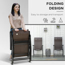 Outsunny Set of 2 Outdoor Rattan Folding Chair Set w/ Adjustable Backrest Brown