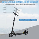 HOMCOM Kick Scooter Foldable Aluminum Ride On Toy For 8+ Adult Teens, Black