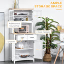 HOMCOM Coastal Kitchen Cupboard Storage Cabinet w/ Drawer Microwave Counter