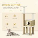 PawHut Cat Tree Climbing Tower w/ Scratching Post, Cat House, Hanging Toy Ball