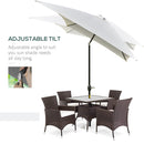 Outsunny 3x2m Patio Parasol Canopy Tilt Crank 6 Ribs Sun Shade Garden White