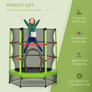 HOMCOM Kids Trampoline Mini Bouncer w/ Enclosure Net for 3-6 Years Green