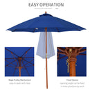 Outsunny 2.5m Wooden Garden Parasol Outdoor Umbrella Canopy w/ Vent Blue
