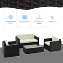 Outsunny 4PC Rattan Sofa Set Outdoor Coffee Table Chair Wicker Garden Black