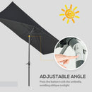 Outsunny 2 x 3(m) Garden Parasol Rectangular Market Umbrella w/ Crank Black
