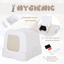 Pawhut Large Litter Box Self Cat Toilet Fully Enclosed Kitten Pan w/Scoop White