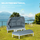 Outsunny 4 PCS Outdoor Garden Sofa Set, Lounge Bed with Canopy, Padded Cushions